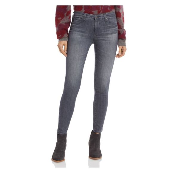 AG Denim - AG Womens Gray Zippered Pocketed Skinny Jeans 27 Waist
